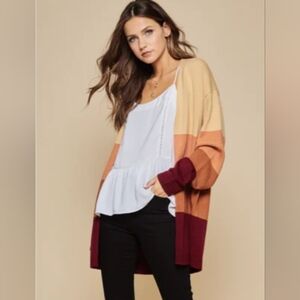 ANDREE BY UNIT Multicolor Open Front Knit Cardigan- 1X